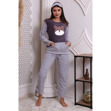 Wordex Fawn 3010 Peluş Welsoft Polar Kışlık Pandalı Cepli Kadın Pijama Takımı