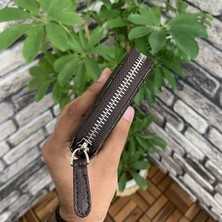 AsyaClub Hakiki Deri Unisex Kahve Kroko Fermuarlı Portföy Cüzdan (T1521)