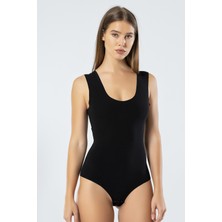 Türen 905 Siyah Kadın Lazer Kesim Pamuklu Çıtçıtlı Body