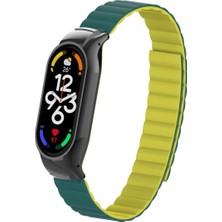 AktarMobile Mi Band 7 Uyumlu Magnetik Silikon Kordon & Kasa Koruma 2 In 1 Çift Renkli Mıknatıslı Premium Kayış