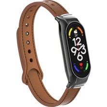 AktarMobile Mi Band 7 Uyumlu Deri Kordon & Kasa Koruma 2 In 1 Premium Şık Tasasrım Kayış