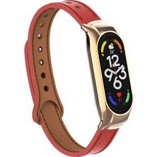 AktarMobile Mi Band 7 Uyumlu Deri Kordon & Kasa Koruma 2 In 1 Premium Şık Tasasrım Kayış