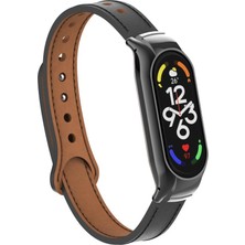 AktarMobile Mi Band 7 Uyumlu Deri Kordon & Kasa Koruma 2 In 1 Premium Şık Tasasrım Kayış