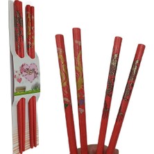 Dünyadan Hediyeler Chopstick Yemek Çubuğu Haşi Kırmızı 2 Çift Orijinal Desenli