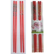 Dünyadan Hediyeler Chopstick Yemek Çubuğu Haşi Kırmızı 2 Çift Orijinal Desenli