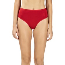 Jiber Kadın Kırmızı 12'li Pamuklu Likralı Yüksek Bel Külot 652