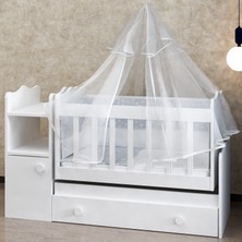 Garaj Home Bengü 60X120 Beyaz Yavrulu Beşik Yatak ve Uyku Seti Kombinli-Uyku Seti-Krem