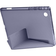 Kny Samsung Galaxy Tab A8 10.5 Inç X200 Kılıf Arkası Silikon Standlı Kapaklı Kalemlikli Tri Folding