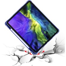 Kny Apple Ipad Pro 12.9 2021 Için Kalem Koymalı Arkası Silikon Standlı Trifolding Kılıf