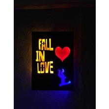 Çakra Fall In Love LED Işıklı Ahşap Tablo 50X35CM