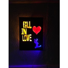Çakra Fall In Love LED Işıklı Ahşap Tablo 50X35CM