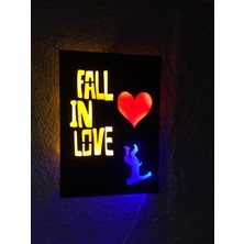 Çakra Fall In Love LED Işıklı Ahşap Tablo 50X35CM