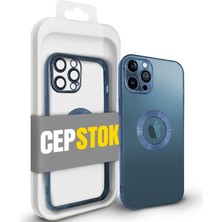 CepStok Apple iPhone 12 Pro Kılıf Şeffaf Kamera Lens Koruyuculu Kenar Renkli Yumuşak Silikon