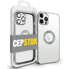 CepStok Apple iPhone 12 Pro Max Kılıf Şeffaf Kamera Lens Koruyuculu Kenar Renkli Yumuşak Silikon