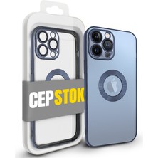 CepStok Apple iPhone 13 Pro Max Kılıf Şeffaf Kamera Lens Koruyuculu Kenar Renkli Yumuşak Silikon