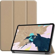 Kny Apple Ipad Pro 12.9 2020 Için Standlı Kapaklı Arkası Şeffaf Sert Smart Case Gold