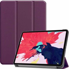 Kny Apple Ipad Pro 12.9 2020 Için Standlı Kapaklı Arkası Şeffaf Sert Smart Case Mor