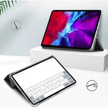 Kny Apple Ipad Pro 12.9 2020 Için Standlı Kapaklı Arkası Şeffaf Sert Smart Case Mor