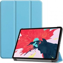 Kny Apple Ipad Pro 12.9 2020 Için Standlı Kapaklı Arkası Şeffaf Sert Smart Case Mavi