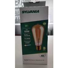 Hector Emporium Sylvanıa LED Rustik Ampul Sarı Cam ST64 7W E27 Edison Ampul 725 Lm 2500K