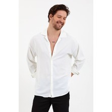 Magical Fashion Beyaz  Oversize Yazlık Gömlek Rahat Kumaş