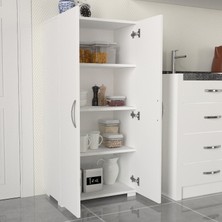 Dorpek Devika 2 Kapaklı Çok Amaçlı 4 Raflı Banyo Mutfak Dolabı Beyaz