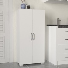 Dorpek Devika 2 Kapaklı Çok Amaçlı 4 Raflı Banyo Mutfak Dolabı Beyaz