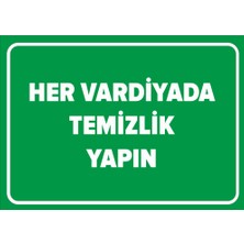 New Jargon Her Vardiyada Temizlik Yapın Levhası - Sac Malzeme 25X35 cm