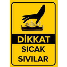 New Jargon Dikkat Sıcak Sıvılar Levhası - Sac Malzeme 35X50 cm