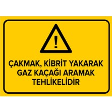 New Jargon Çakmak Kibrit Yakarak Gaz Kaçağı Aramak Tehlikelidir Levhası - Sac Malzeme 35X50 cm