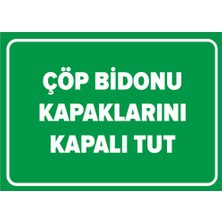 New Jargon Çöp Bidonu Kapaklarını Kapalı Tutun Levhası - Sac Malzeme 25X35 cm