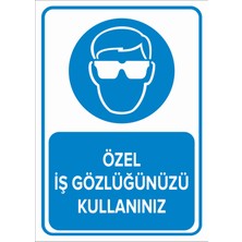 New Jargon Özel Iş Gözlüğünüzü Kullanınız Levhası - Sac Malzeme 50X70 cm