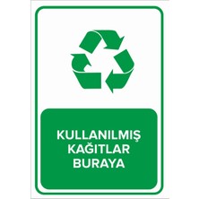 Kullanılmış Kağıtlar Buraya Levhası - Sac Malzeme 35X50 cm