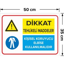 New Jargon Tehlikeli Maddeler Kişisel Koruyucu Eldiven Kullanılmalıdır Levhası - Dekote Malzeme 35X50 cm