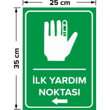 NewJargon Ilk Yardım Noktası Sol Ok Levhası - Dekote Malzeme 25X35 cm