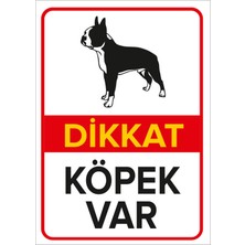New Jargon Dikkat Köpek Var Levhası Siyah Beyaz Boston Terrier - Sac Malzeme 35X50 cm