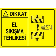 New Jargon Dikkat El Sıkışma Tehlikesi Levhası - Sac Malzeme 50X70 cm