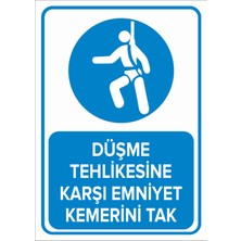 New Jargon Düşme Tehlikesine Karşı Emniyet Kemerini Tak Levhası - Sac Malzeme 50X70 cm