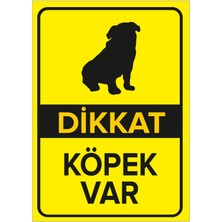 Dikkat Köpek Var Sarı Renk Levhası - Sac Malzeme 50X70 cm