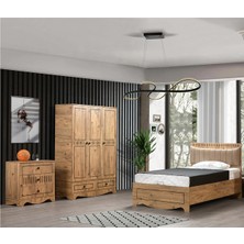 Setay Papatya Bazalı Genç Odası Takımı - 90x190 cm Bazalı Karyola, Dolap, Şifonyer