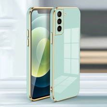 MTK Moveteck Samsung Galaxy S22 Kılıf Kamera Korumalı Parlak Gold Kenarlı Yumuşak Renkli Silikon Kapak