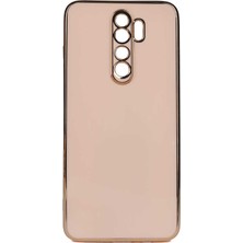 MTK Moveteck Xiaomi Redmi Note 8 Pro Kılıf Kamera Korumalı Parlak Gold Kenarlı Yumuşak Renkli Silikon Kapak