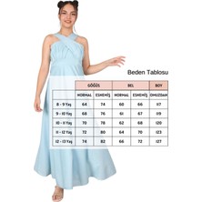 Kız Çocuk Monoray Saten Simli Kumaş Astarlı Abiye Gece Mezuniyet Elbisesi-ABY-0027