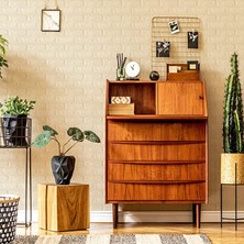 Renkli Duvarlar Kendinden Yapışkanlı Çizgili Krem Duvar Paneli 3D