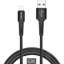 Wiwu G30 Gear Lightning USB Kablo 2.4A Hızlı Şarj Kablosu 120 cm Naylon Örgü