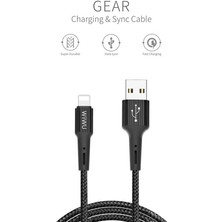 Wiwu G30 Gear Lightning USB Kablo 2.4A Hızlı Şarj Kablosu 120 cm Naylon Örgü