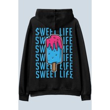 AyveGa Sweat Life Siyah Oversize  Kapüşonlu Sweatshirt Hoodie