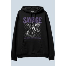 AyveGa Savage Siyah Oversize  Kapüşonlu Sweatshirt Hoodie