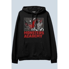 AyveGa Monsters Academy Siyah Oversize  Kapüşonlu Sweatshirt Hoodie