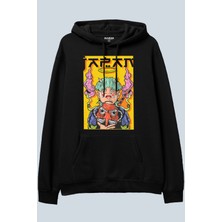 AyveGa Anime Siyah Oversize  Kapüşonlu Sweatshirt Hoodie
